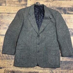 Mens LL Bean Tweed Blazer Jacket Lined Wool Blend Herringbone Thinulate 44‎